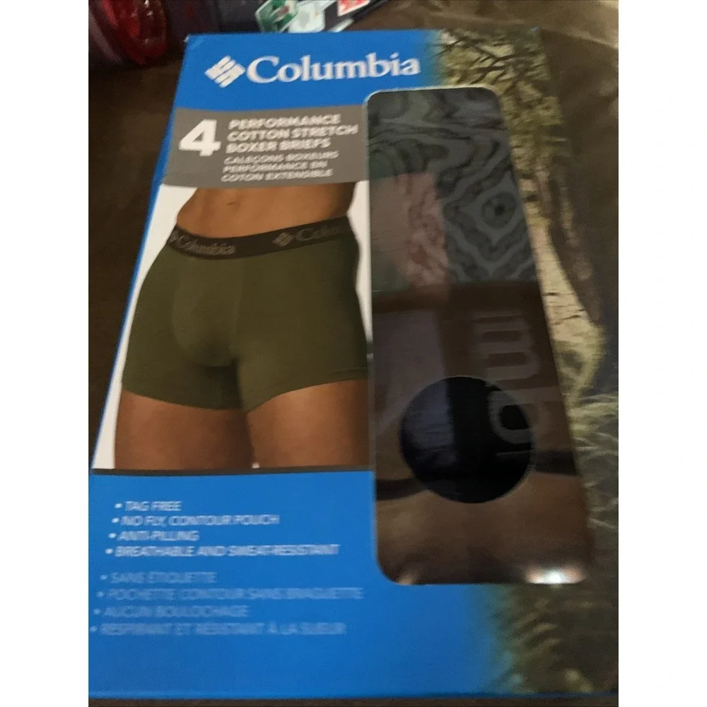 Columbia Performance Cotton Stretch Boxer Briefs Pack Of 4 Men Underwear Size‎ S